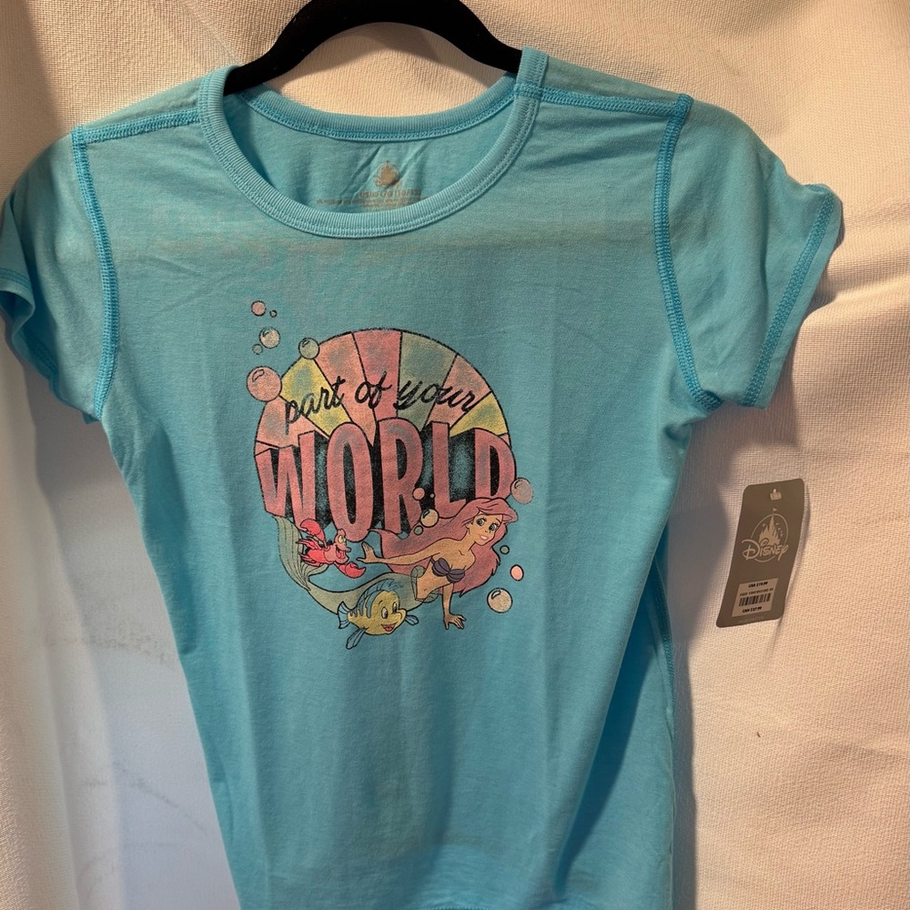 Disney Kids Aqua Ariel Part of Your World tee.